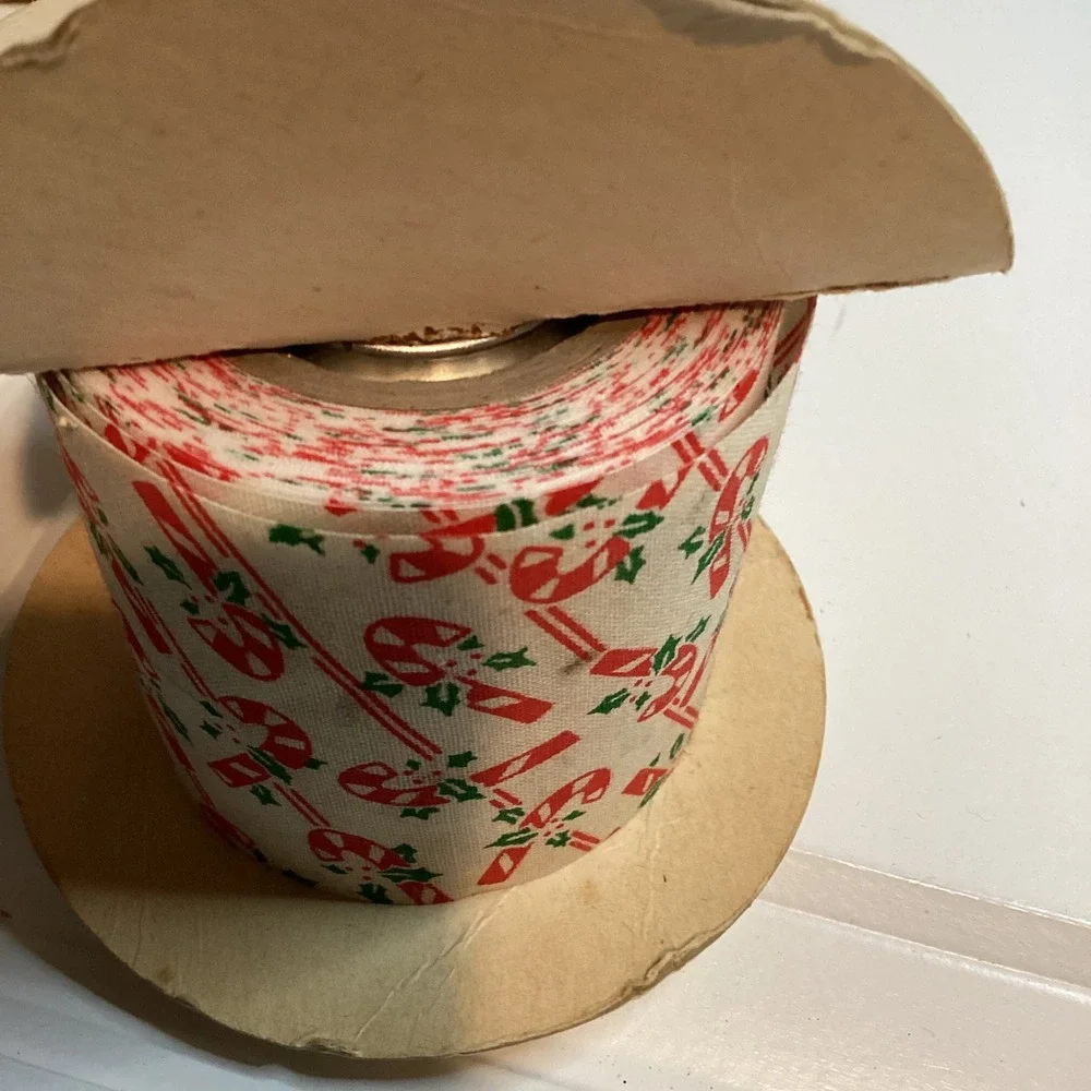 Vintage Princo Candy Cane Christmas Ribbon 2.5 Inch x 12 Yards Frayproof USA
